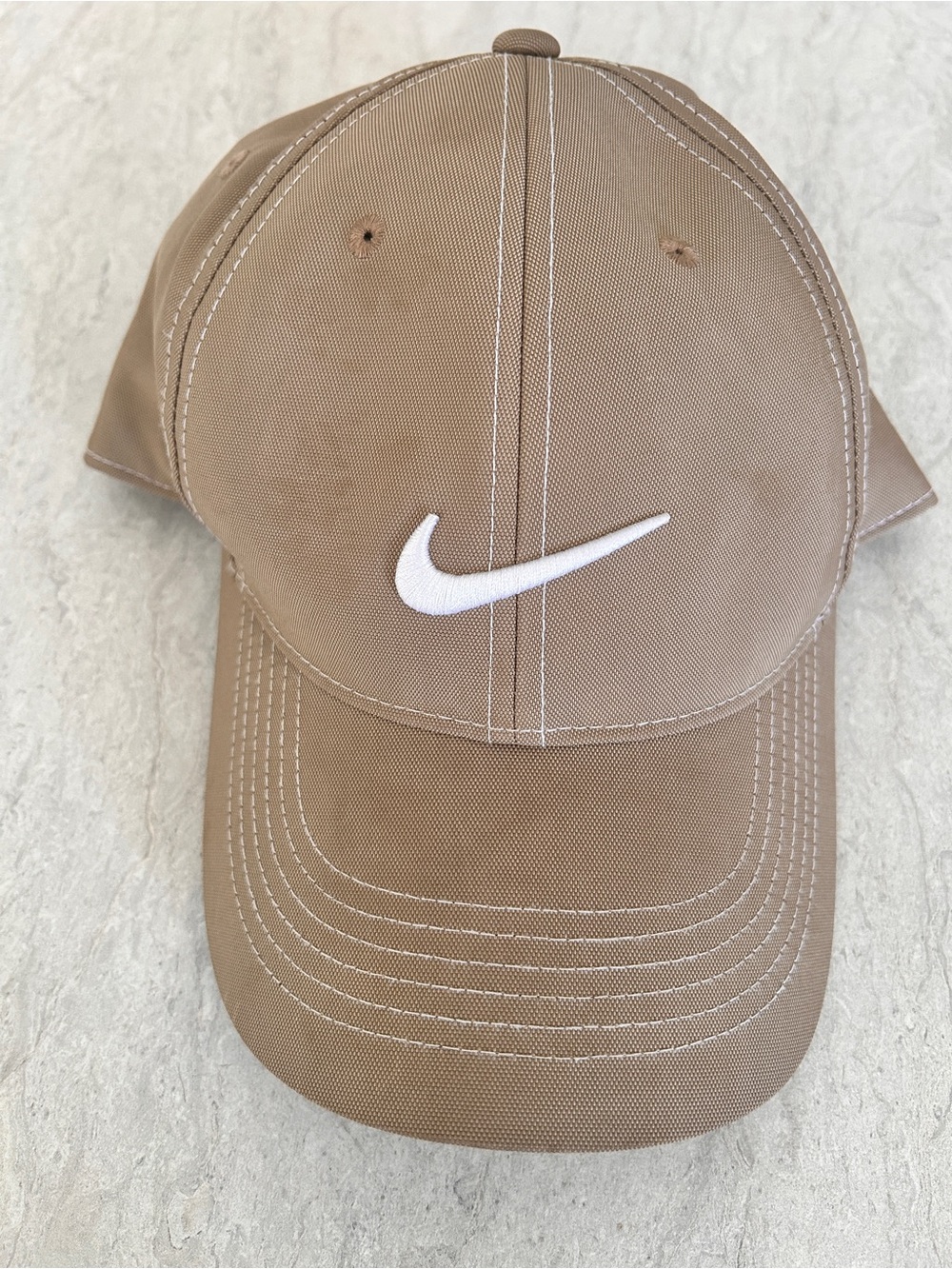 Nike Beige/Tan Baseball Cap with White Swoosh Embroidery